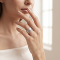 Buy textured double row stone band 925 sterling silver ring for women online in India from Silvme
