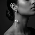Split Heart Pave Stone-Set Threader Earrings, additional product view 4