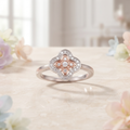 Silvme Flower Stack with cubic zirconia 925 sterling silver floral ring for women, two-tone rose gold and silver, diamond look ring, zircon ring for women, on-hand styling view