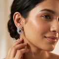 Blue Stone-Set Halo Feather-Leaf Stud Earrings, additional product view 8