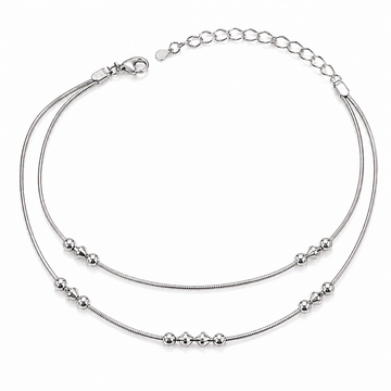 Clasp and adjustable extension-chain detail of the Silvme minimal beaded chain silver anklet