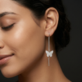Stone-Set Butterfly Charm Threader Earrings, additional product view 6