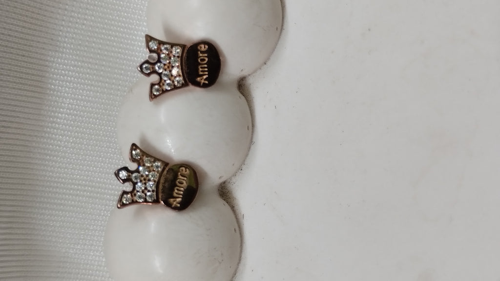 Silvme Pure 925 Sterling Silver Rose Gold Crown CZ Stud Earrings — View 3
