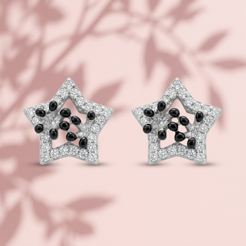 Black Star Stud Earrings, additional product view 7