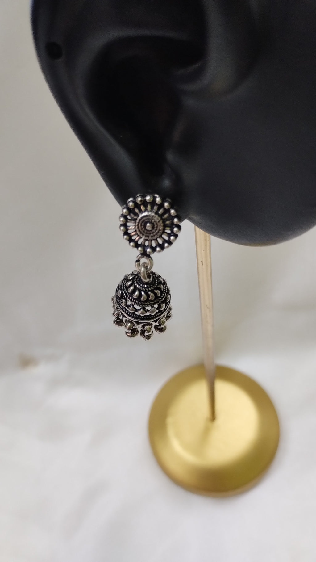 Silvme Pure 925 Sterling Silver Mandala Disc Jhumka Silver Earrings — View 2