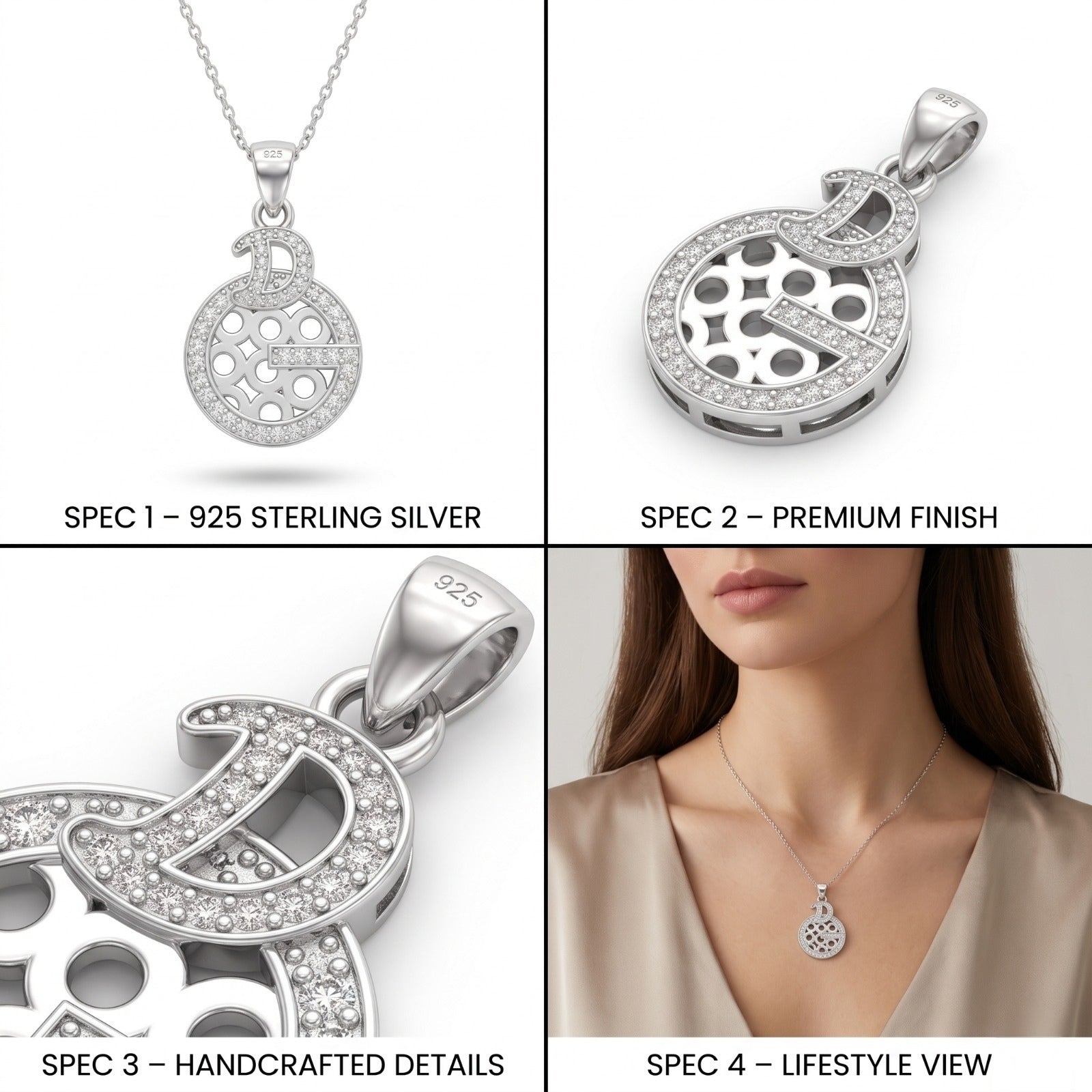 The Silvme Spiritual Pendant Necklace Blessed Gift, a timeless 925 sterling silver piece for women