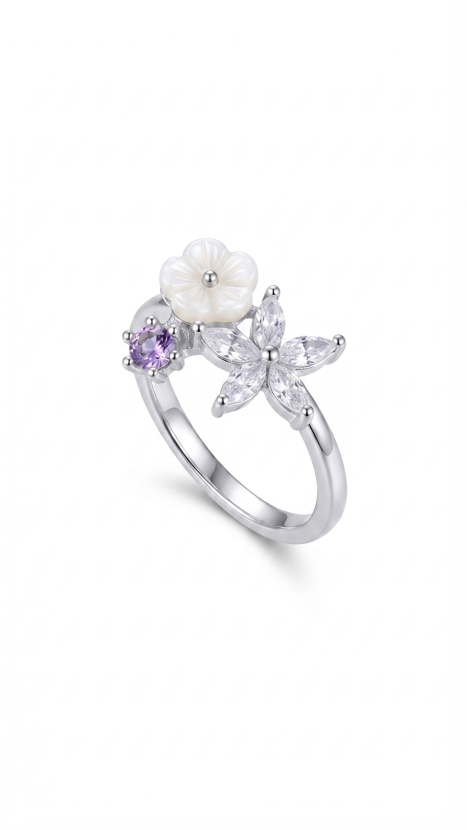 Silvme Mother's Day Gift 925 sterling silver ring for women — front view on white background