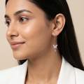 Silvme Pure 925 Sterling Silver Butterfly Teardrop Charm Threader Earrings — Front View