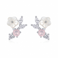 Floral Vine Climber 925 silver ear climber earrings for women, gift for girlfriend, shown as a matching pair