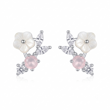 Floral Vine Climber 925 silver ear climber earrings for women, gift for girlfriend, shown as a matching pair