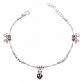 Additional detail view of the Silvme pink bead & rose-gold floral 925 silver anklet payal (7)