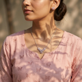 Pink Cluster 925 sterling silver pendant necklace and stud earrings jewellery set with pink cubic zirconia by Silvme â€” angled view