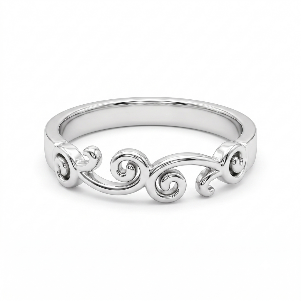 Smooth polished silver surface of the Silvme Crescent Moon Arch Ring, premium 925 sterling silver