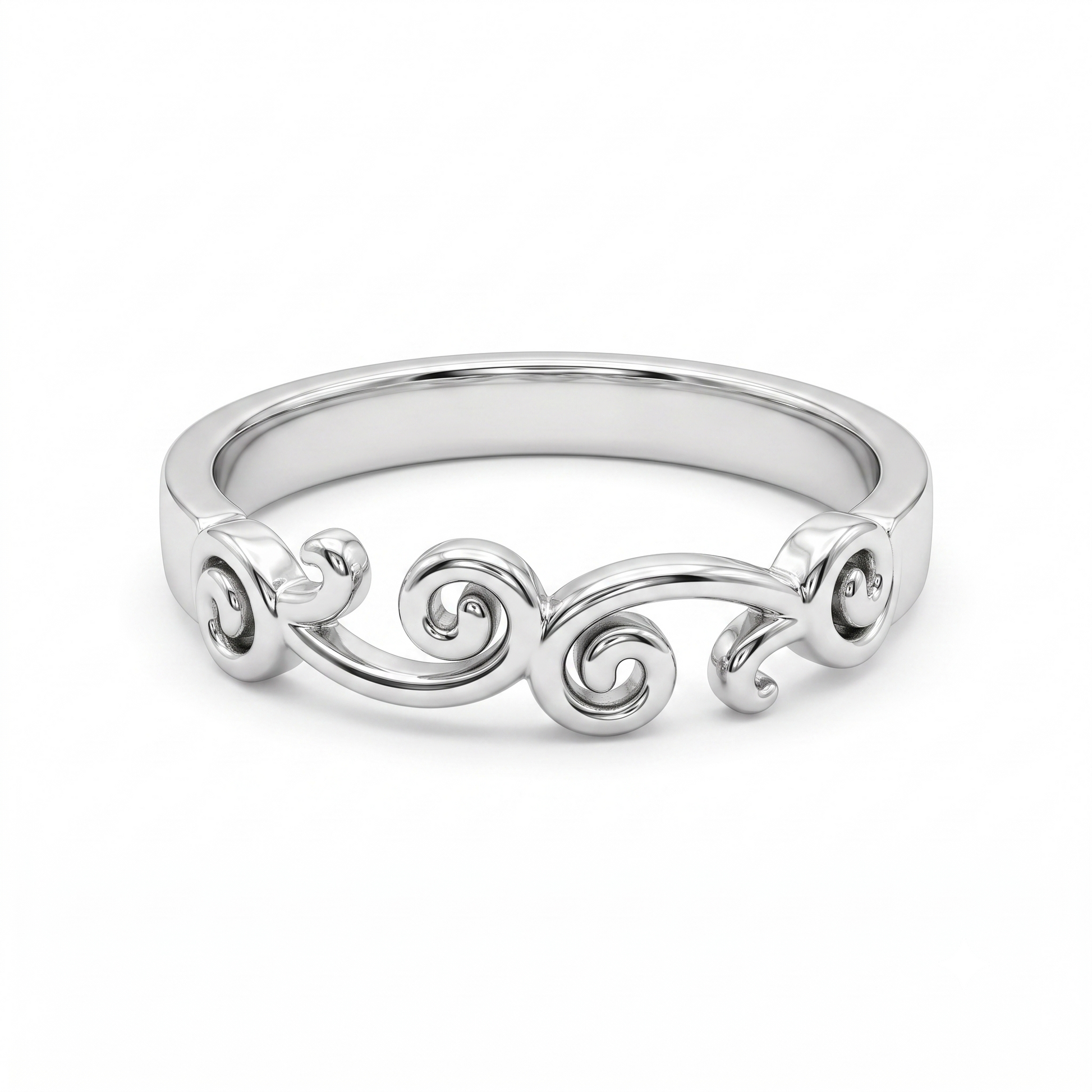 Silvme Crescent Moon Arch 925 sterling silver ring for women — top view