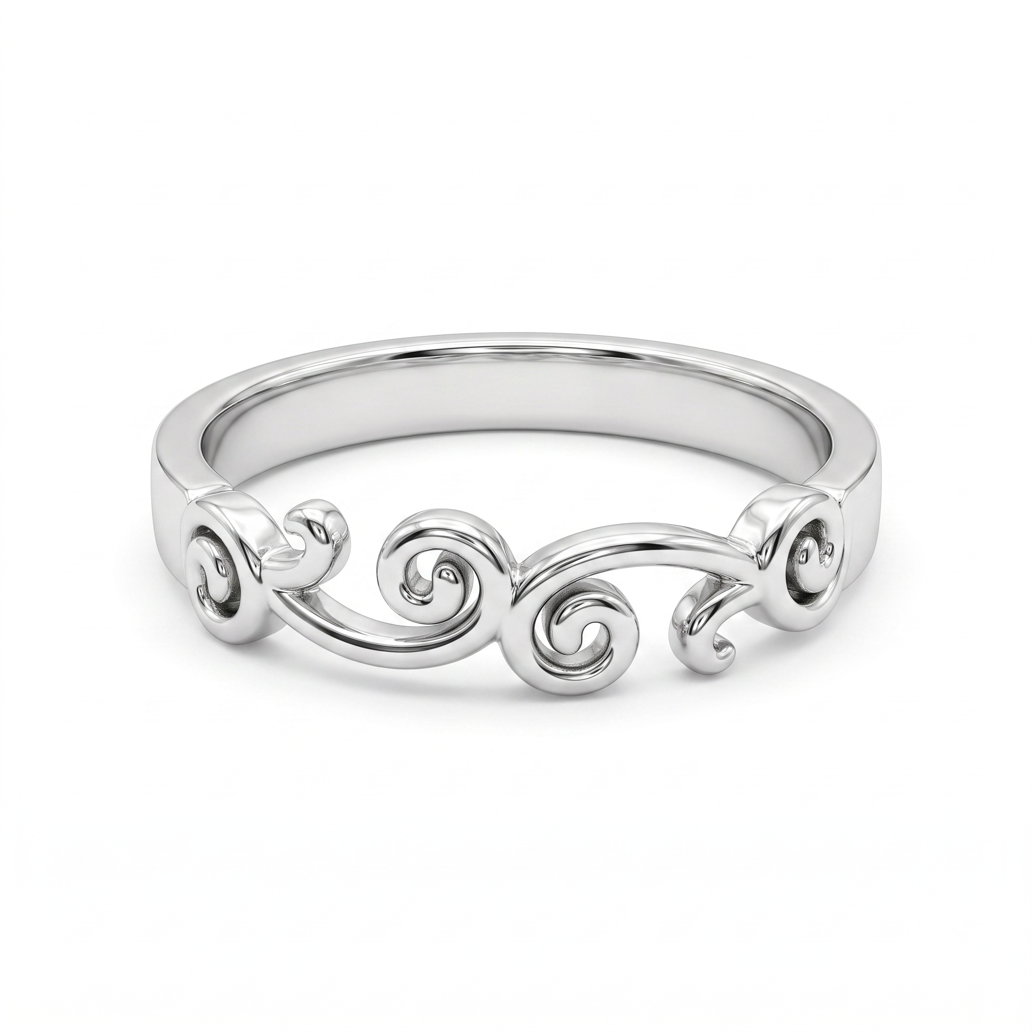 Smooth polished silver surface of the Silvme Crescent Moon Arch Ring, premium 925 sterling silver
