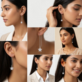 Stone-Set Pave Star Charm Threader Earrings, additional product view 11