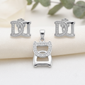 Silvme 925 silver initial d pendant necklace and stud earrings with cubic zirconia, lifestyle gift image