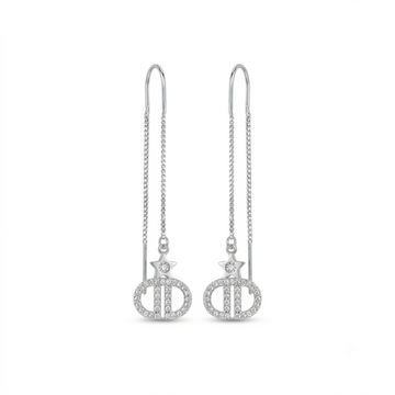 Geometric Monogram Threader Earrings, front product view