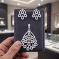 Sparkling Cubic Zirconia 925 sterling silver pendant and stud earrings jewellery set with cubic zirconia by Silvme â€” lifestyle gift image