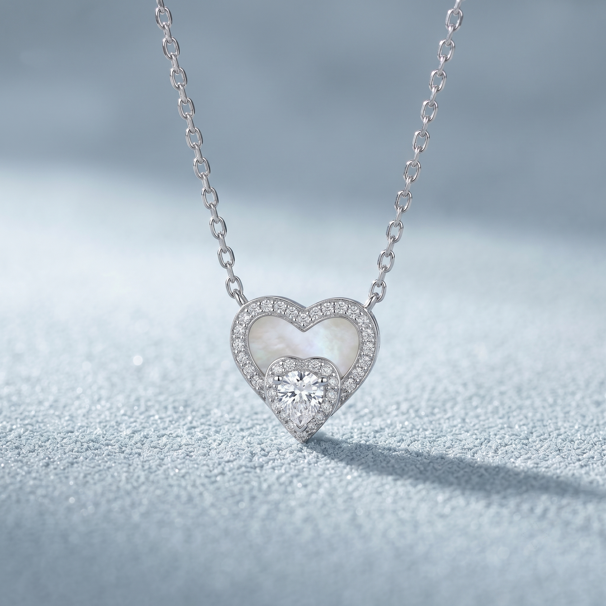 Sparkling cubic zirconia setting on the Silvme Moon Star Pendant Necklace, 925 silver jewellery