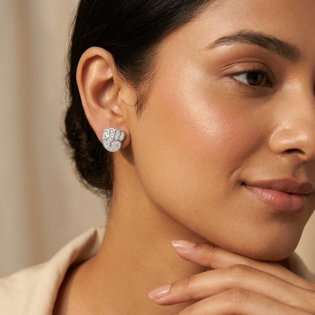 Footprint Stone-Set Stud Earrings, additional product view 4