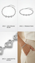 Silvme Heart Link Bracelet in 925 sterling silver with cubic zirconia, jewellery for women