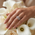 Silvme Floral Cluster 925 sterling silver ring for women — top view