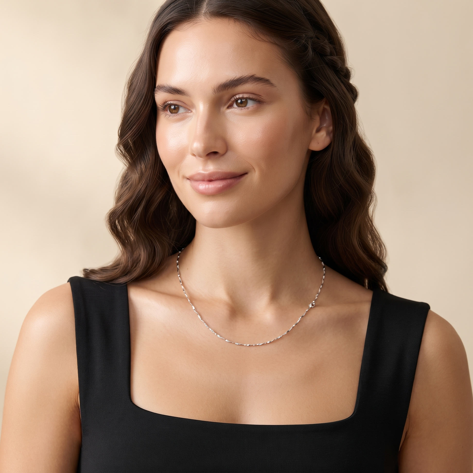Silvme 925 sterling silver rhodium-plated chain for women and men, approx. 2.11 g