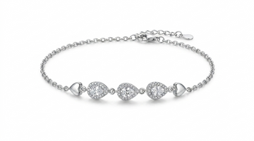 Silvme Heart Charm CZ Bracelet in 925 sterling silver with cubic zirconia, jewellery for women