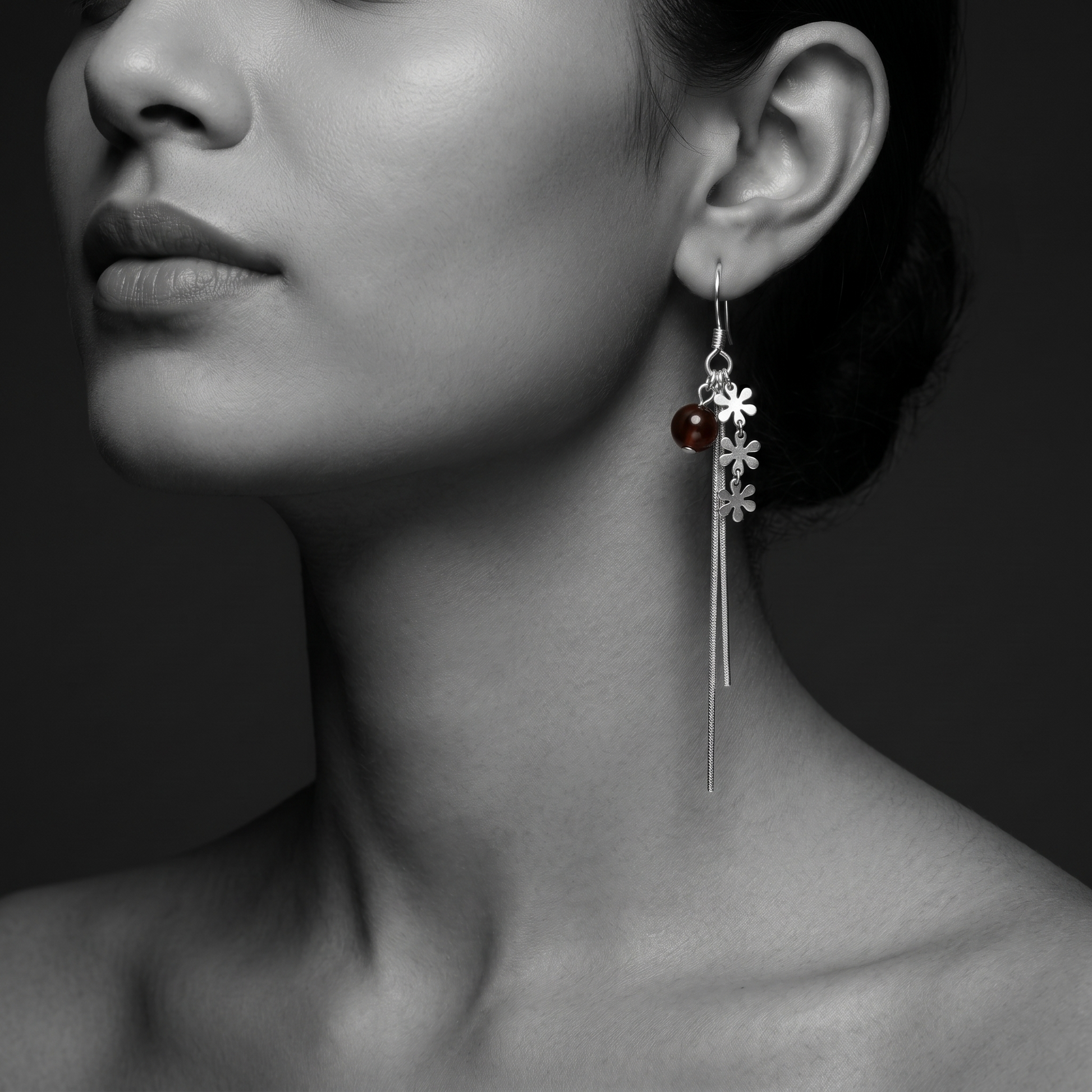 Daisy Cluster Amber-Tone Drop Earrings, additional product view 5