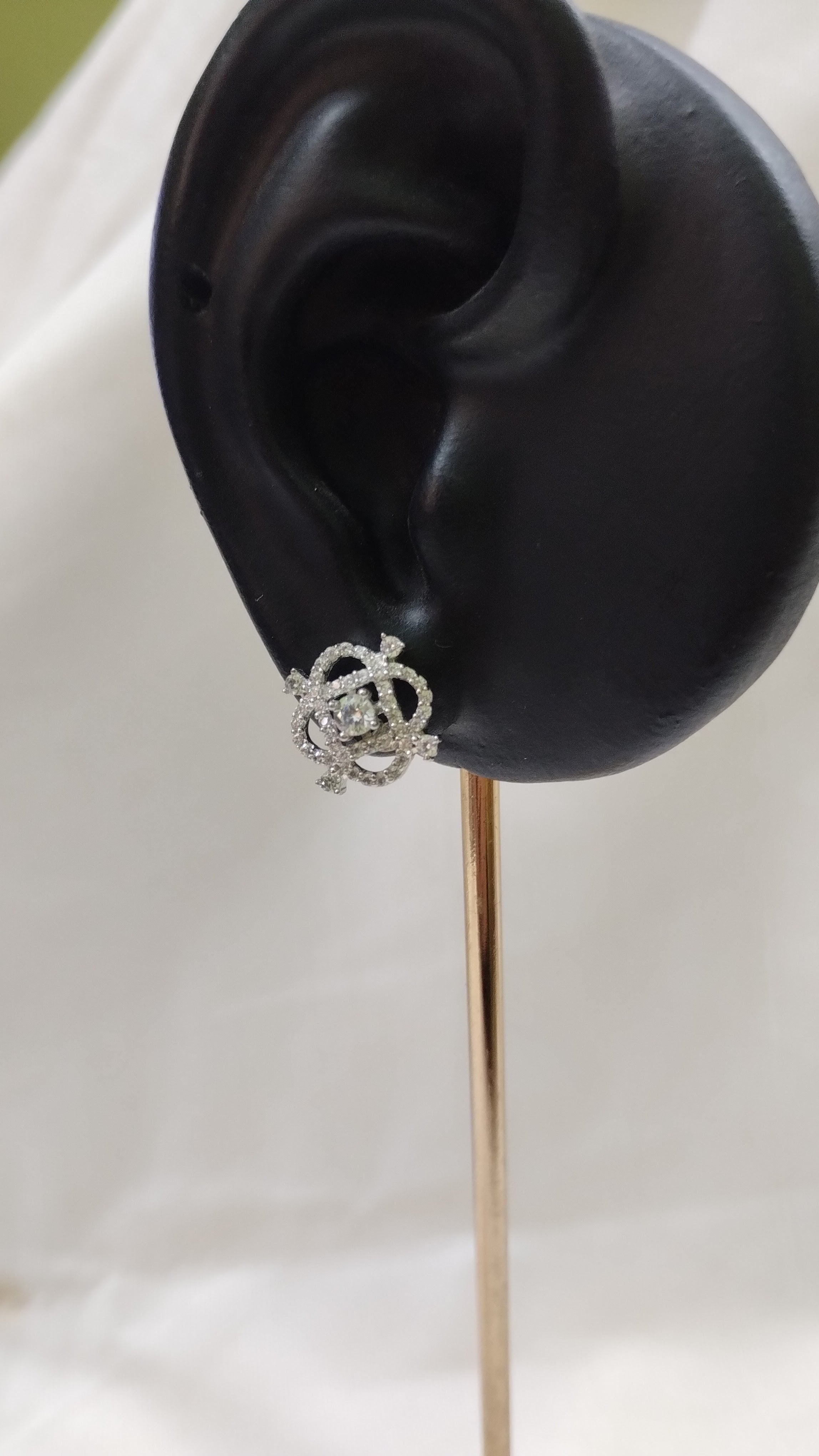 Silvme Pure 925 Sterling Silver Diamond Frame CZ Solitaire Stud Earrings — View 5