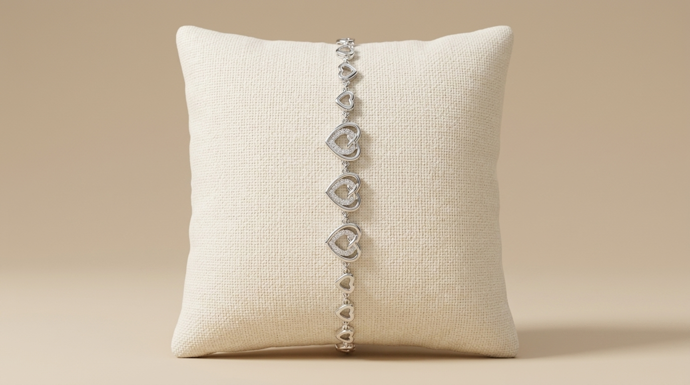 Silvme Heart Link Bracelet in 925 sterling silver with cubic zirconia, jewellery for women