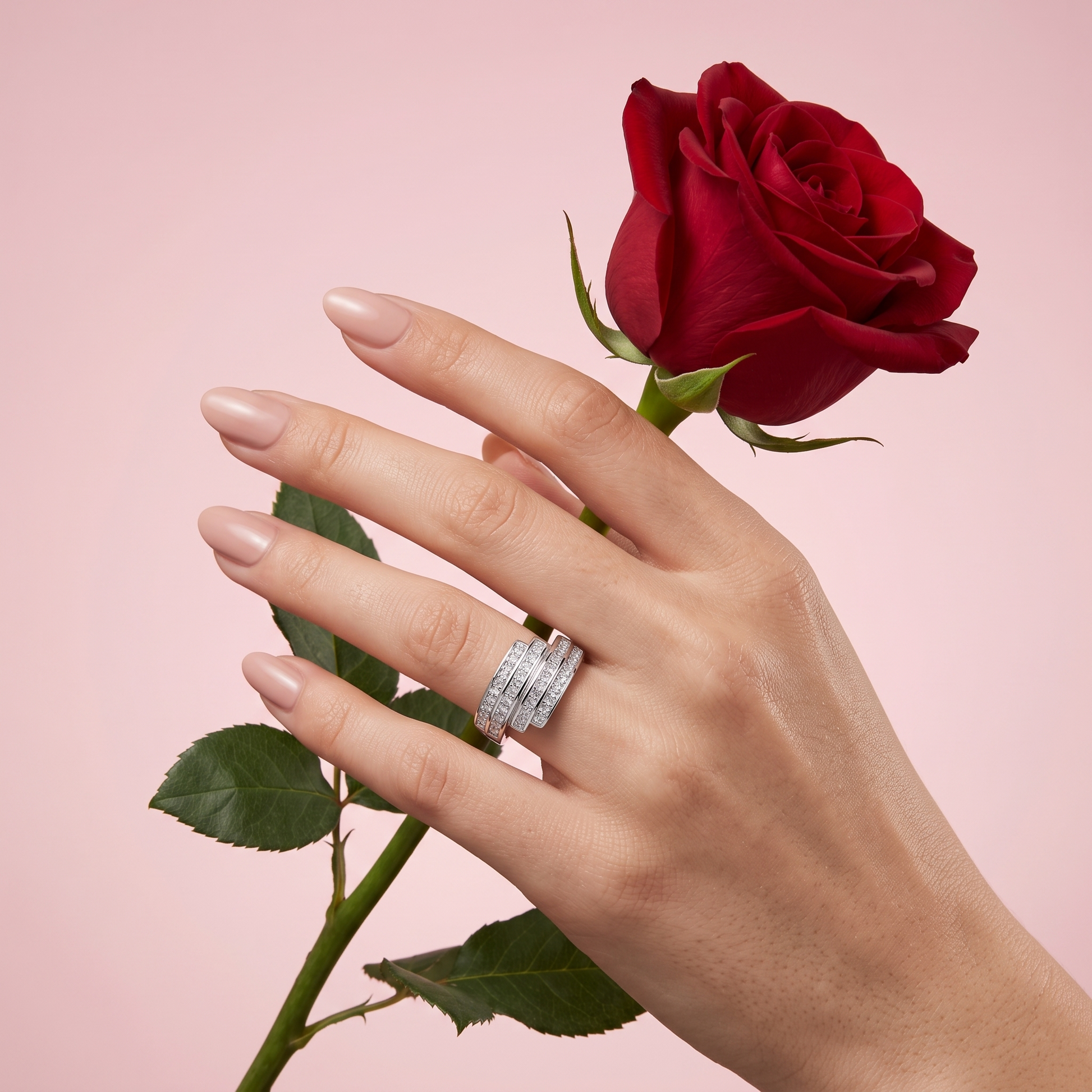 Silvme Double Band Stacking 925 sterling silver ring for women — side profile