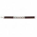 Silvme braided cord bracelet with silver-tone bar for men laid flat on a white background