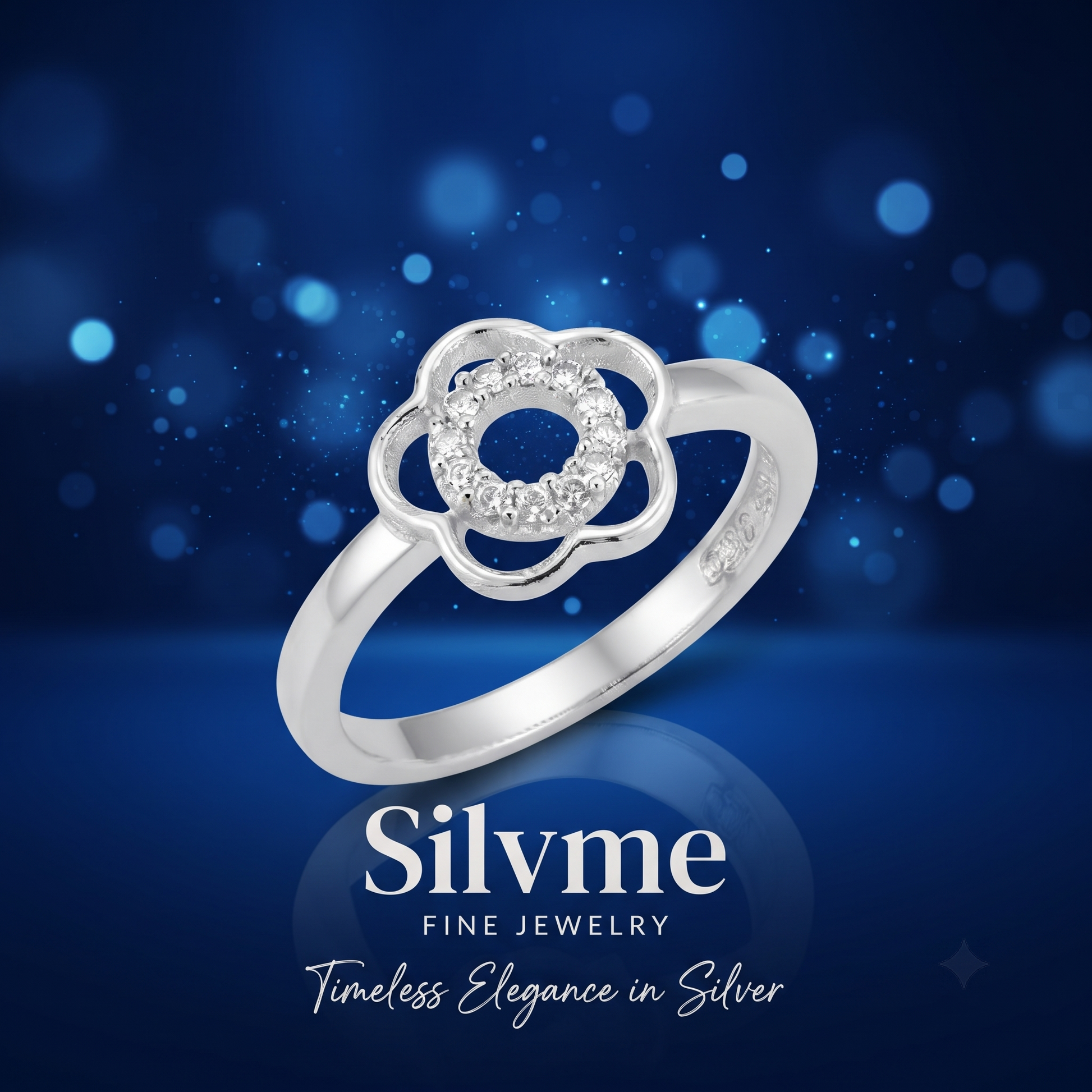 Silvme Heart Valentine 925 sterling silver ring for women — angled view