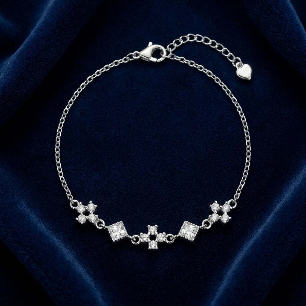 Silvme Lotus Flower CZ Bracelet showcasing its lotus flower design in 925 silver, ideal as an anniversary gift