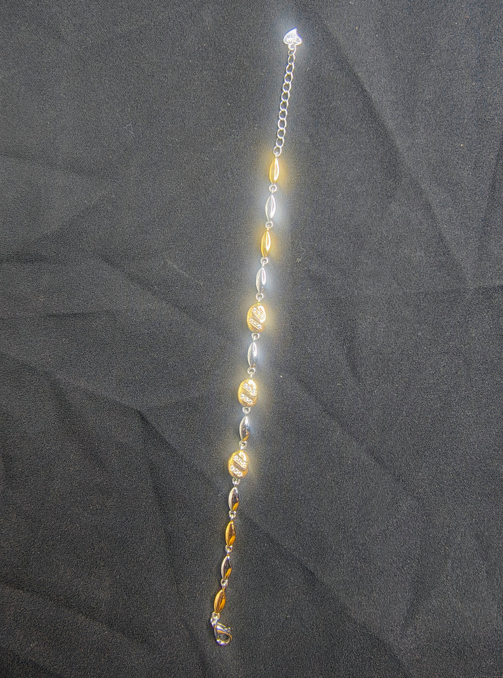 Hexagon link 925 silver bracelet front view
