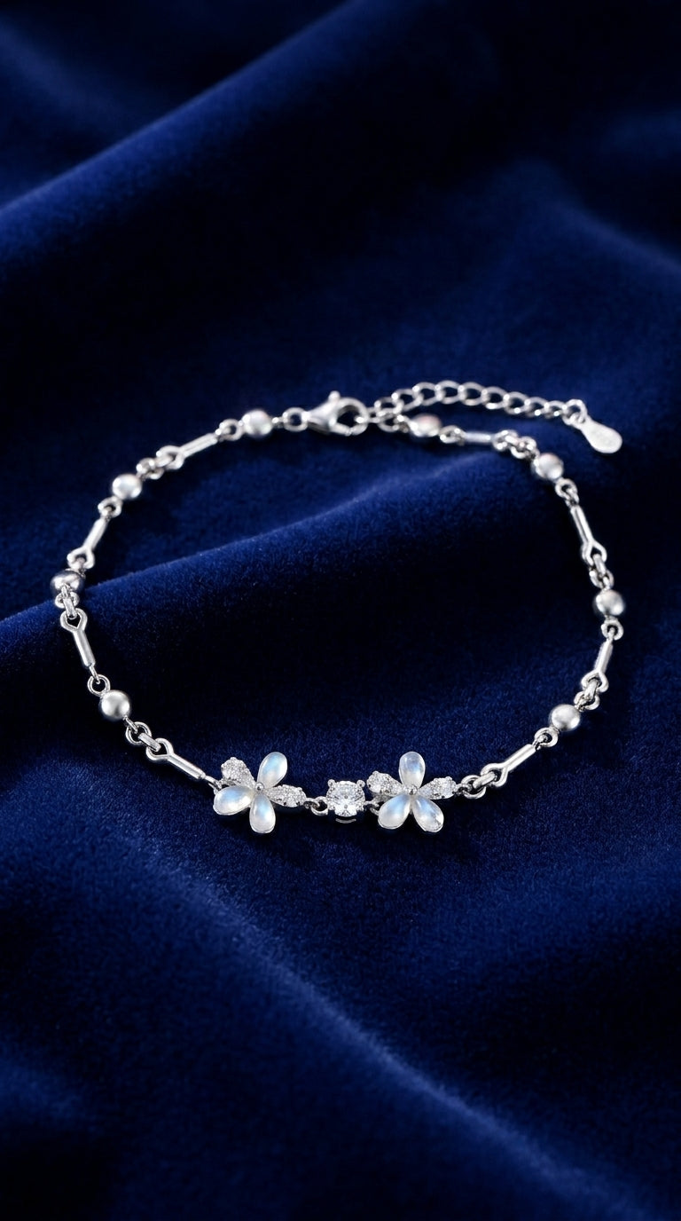 Silvme CZ Floral Bracelet in 925 sterling silver set with cubic zirconia, jewellery for women