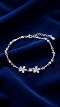 Detailed cz floral styling on the Silvme CZ Floral Bracelet in polished 925 silver, ideal for office wear