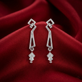 Silvme Pure 925 Sterling Silver Art Deco Geometric Trapezoid Drop Earrings — Front View