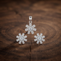 Silvme pure 925 sterling silver blossom flower pendant and stud earrings set with cubic zirconia, styled setting image