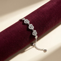 Adjustable Romantic Gift – the Silvme Triple Heart Pavé Charm Bracelet in 925 silver, ideal for office wear