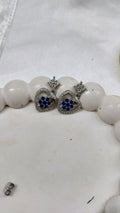 Silvme Pure 925 Sterling Silver Blue Sapphire Heart Drop CZ Earrings — Front View