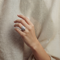 Sterling silver clover shell turtle ring for women for Karwa Chauth, Diwali and festive outfits