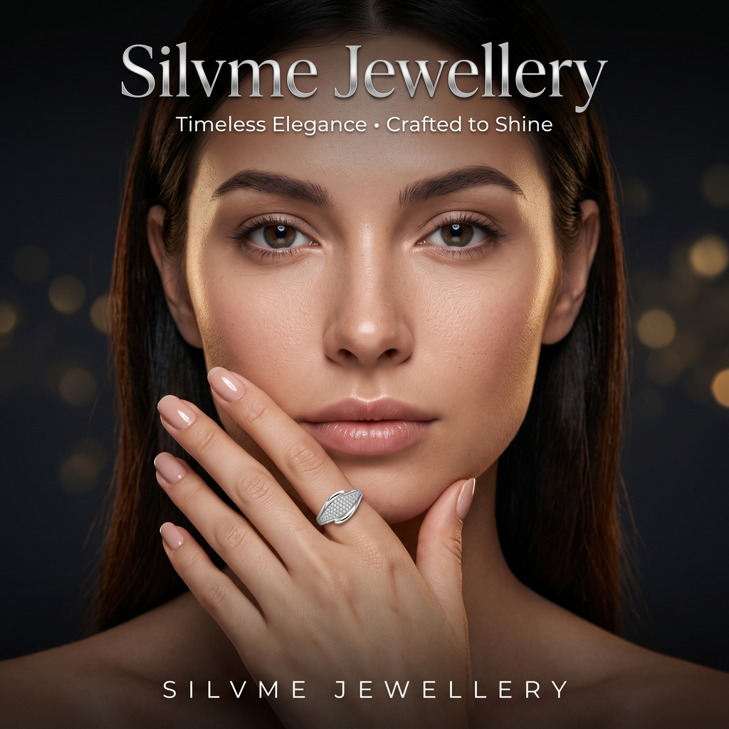 Silvme Crossover Band Ring in 925 silver, styled for festive occasions, timeless everyday elegance