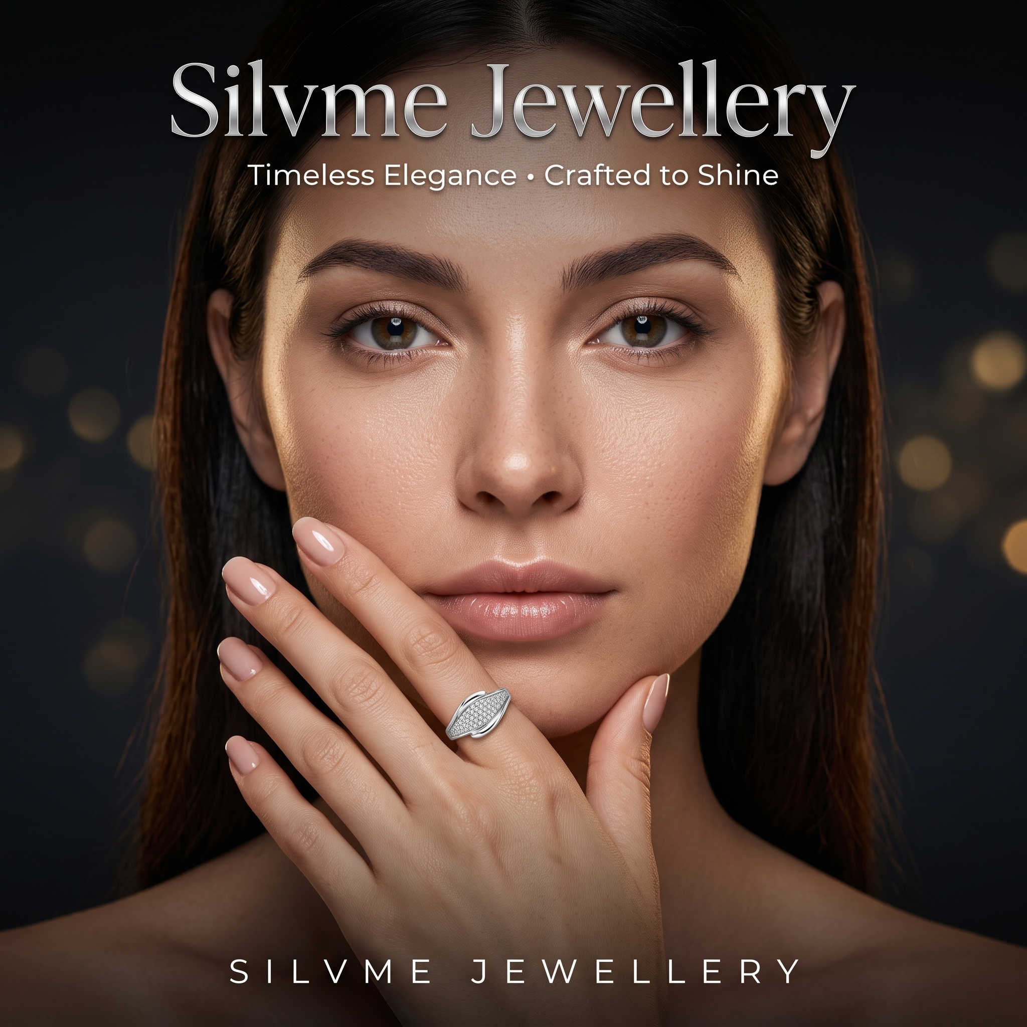 Silvme Crossover Band Ring in 925 silver, styled for festive occasions, timeless everyday elegance