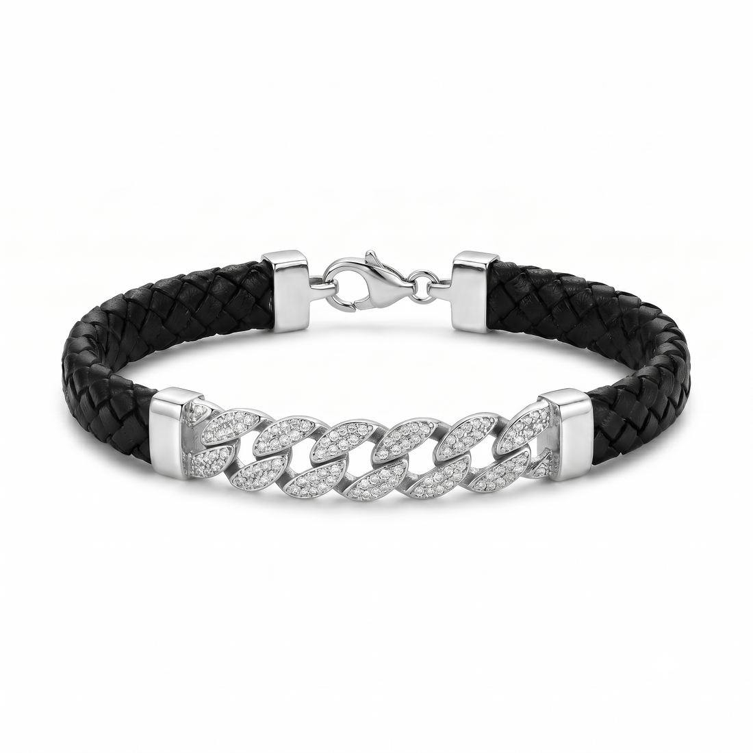 Silvme 925 sterling silver everyday flat curb chain bracelet for men worn with a rolled shirt cuff