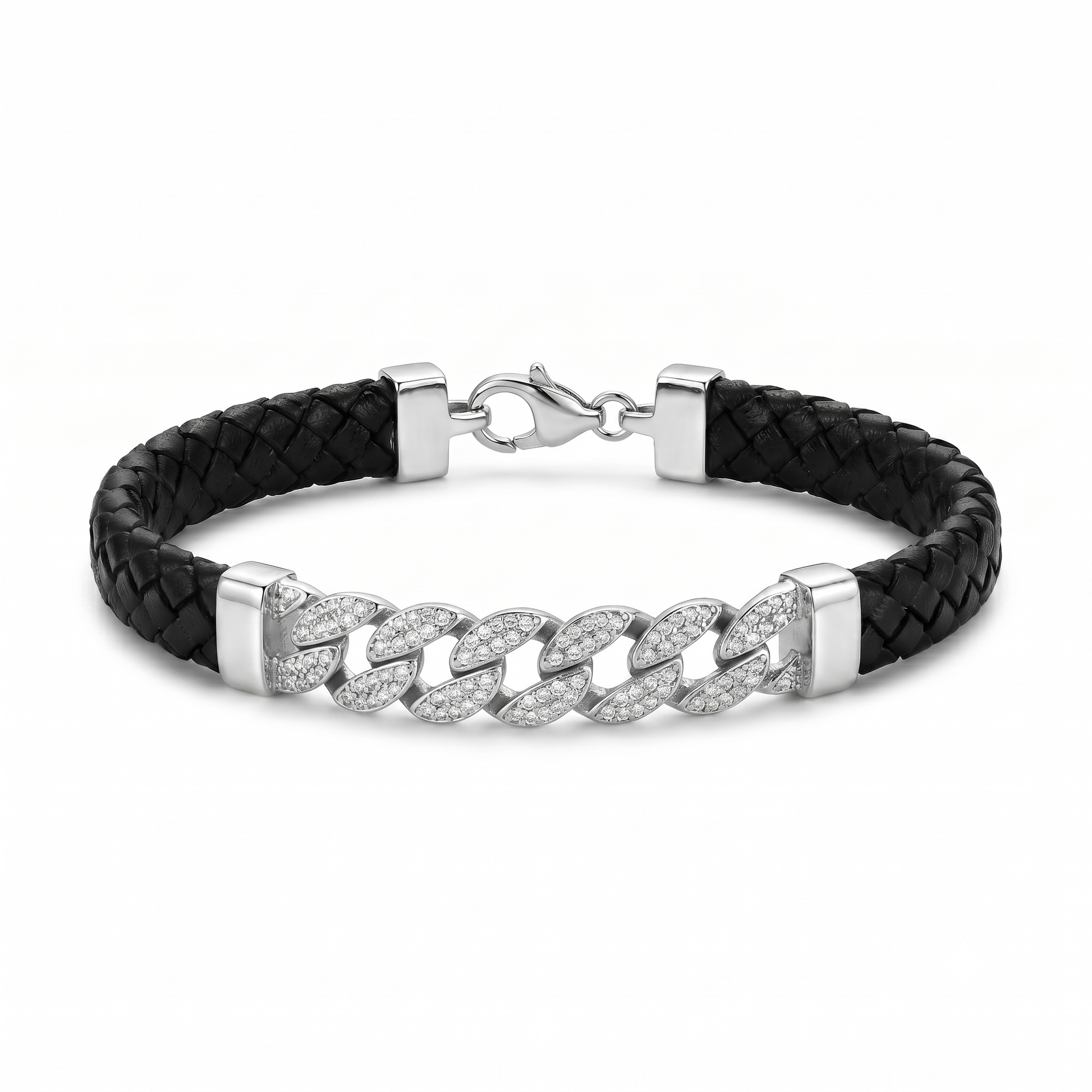 Silvme 925 sterling silver everyday flat curb chain bracelet for men worn with a rolled shirt cuff