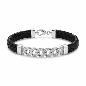 Silvme 925 sterling silver everyday flat curb chain bracelet for men worn with a rolled shirt cuff