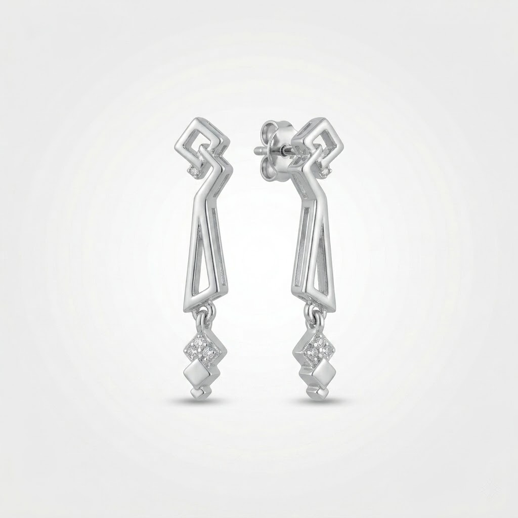 Art Deco Geometric Trapezoid Drop Earrings, alternate angle